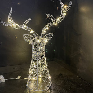 Silver Stags Head Christmas Tree Topper with Warm White LED's