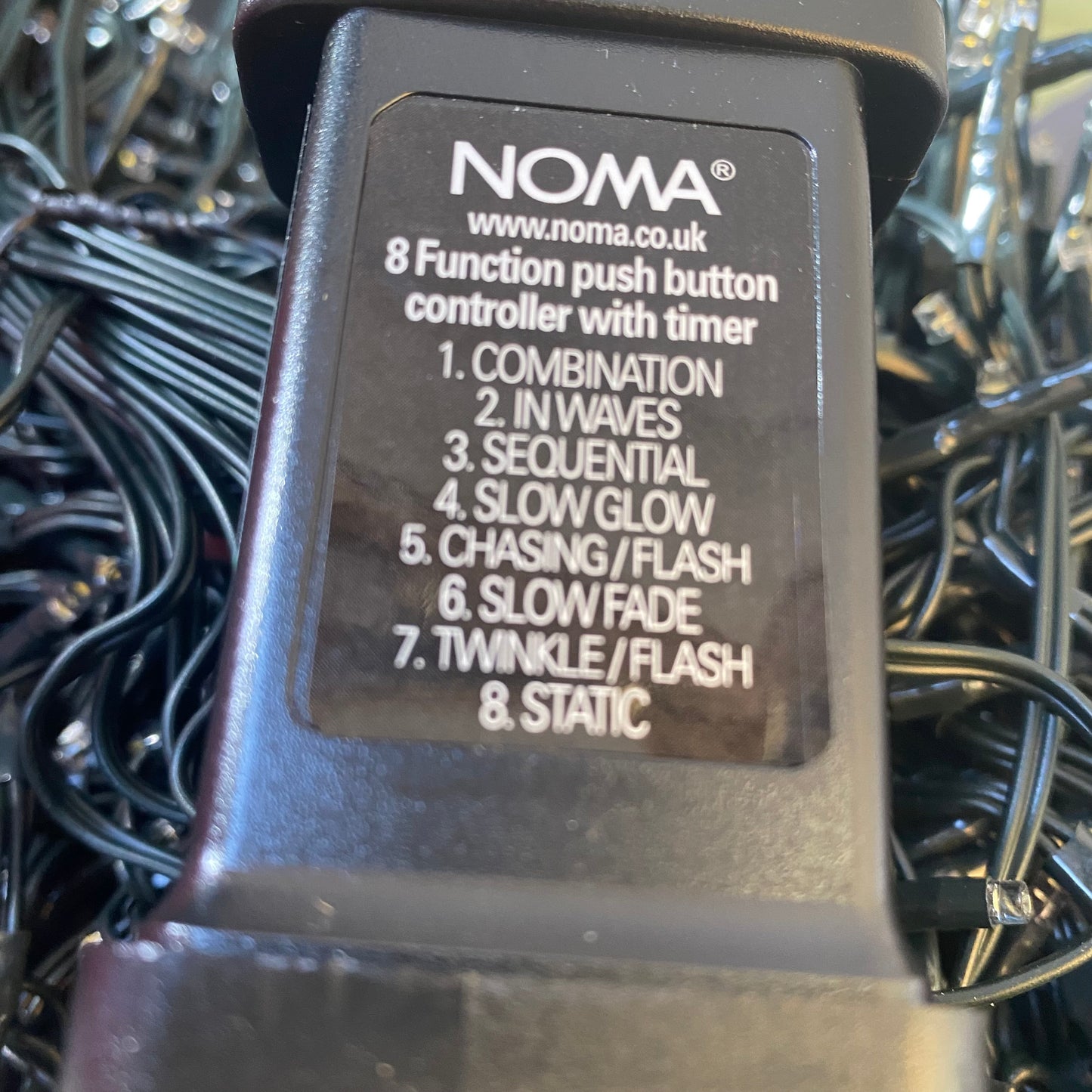 Noma 2000 Christmas Cluster Lights Warm White Green Cable