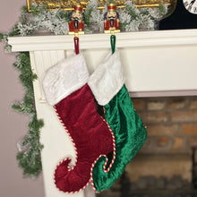 Load image into Gallery viewer, Velvet Elf Shoe Christmas Stocking
