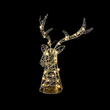Load image into Gallery viewer, Silver Stags Head Christmas Tree Topper with Warm White LED&#39;s
