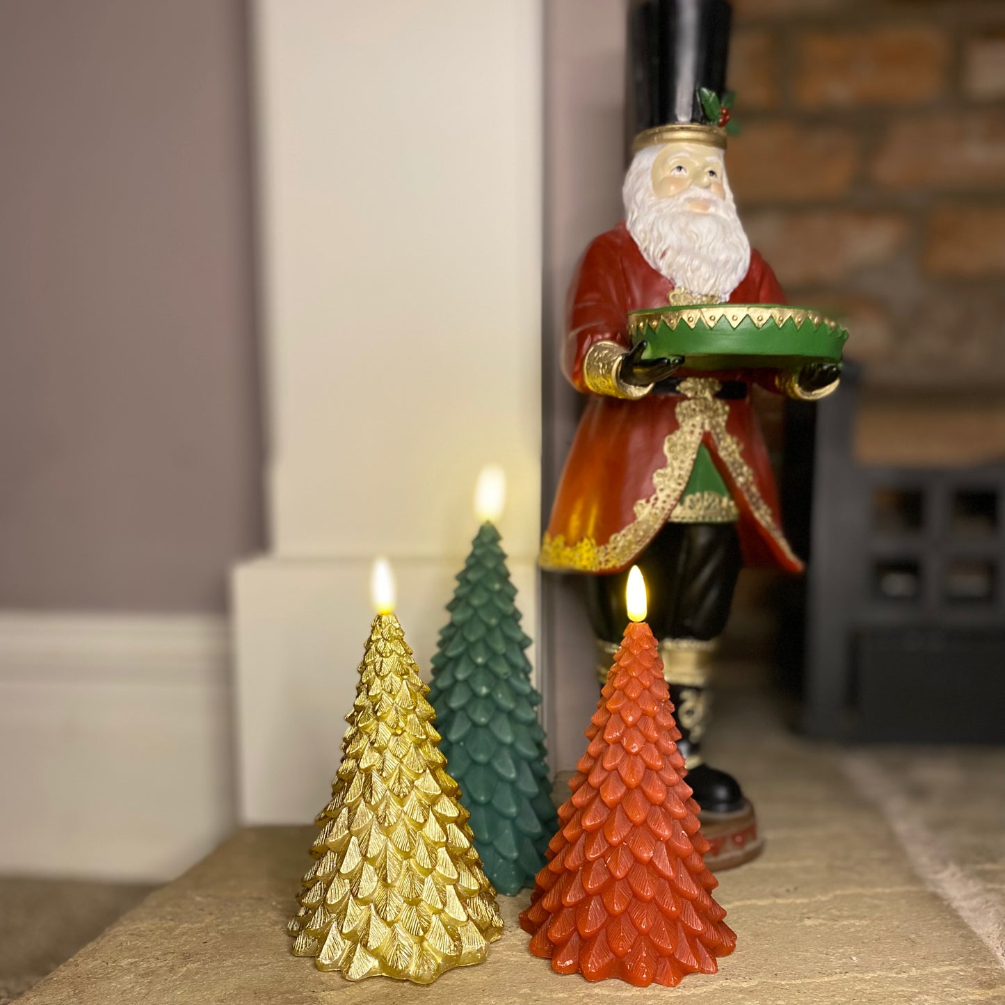 Set of 3 Traditional Flickering Tree Candles