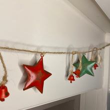 Load image into Gallery viewer, Red, White and Green Heart and Star Garland
