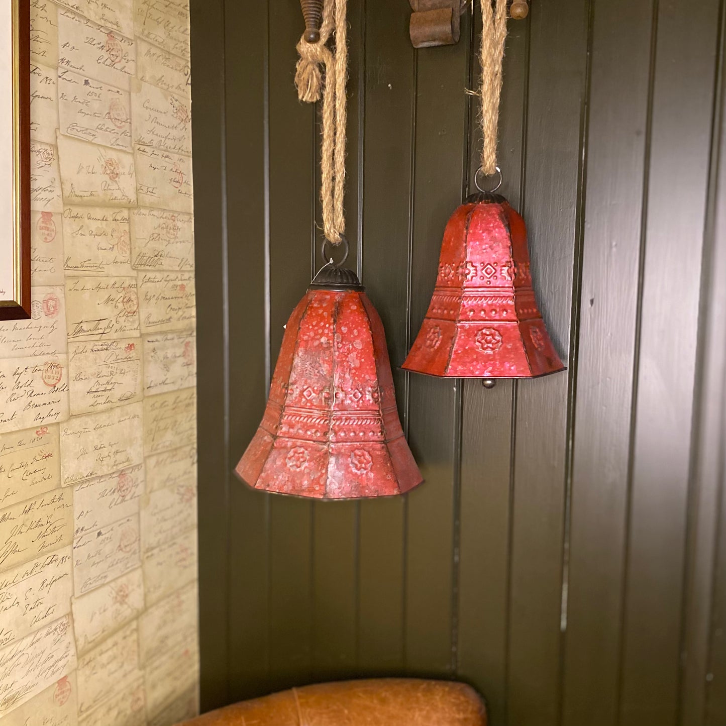 Christmas Vintage Style Rustic Large Hanging Bell