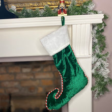 Load image into Gallery viewer, Velvet Elf Shoe Christmas Stocking
