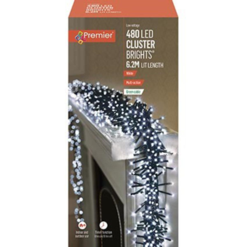 Premier 480 LED Cluster Brights Christmas Lights White