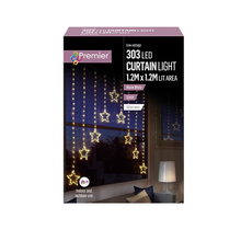 Load image into Gallery viewer, Warm White Star V-Shaped Christmas Curtain Lights
