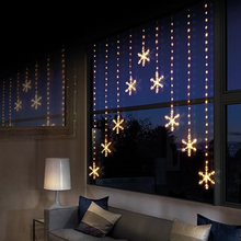 Load image into Gallery viewer, Warm White Snowflake V-Shape Christmas Curtain Lights
