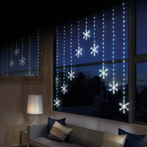 White Snowflake V-Shaped Christmas Curtain Lights
