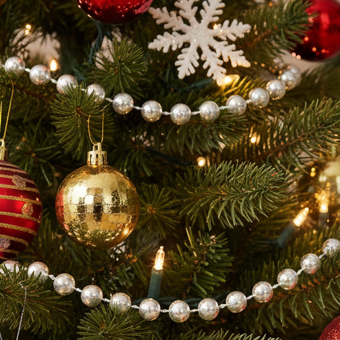 Winter White Christmas Bead Garland 10m