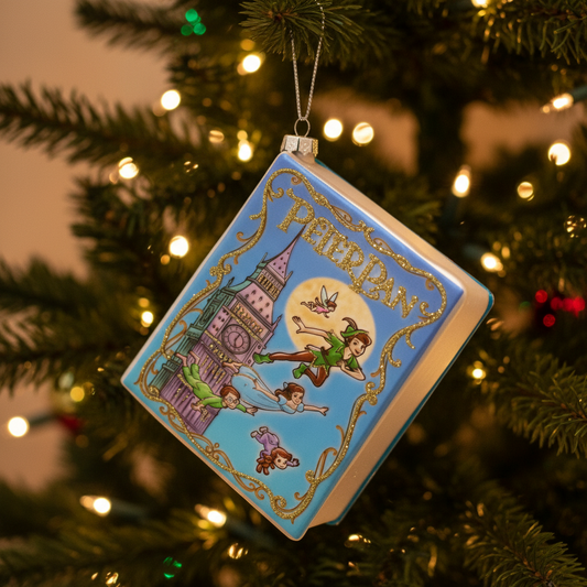 Peter Pan Glass Book Christmas Tree Decoration