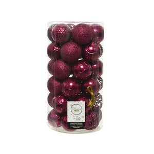 Set of 37 Mixed Christmas Magenta 6cm Baubles