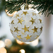Load image into Gallery viewer, Gold Star Frosted Christmas Bauble
