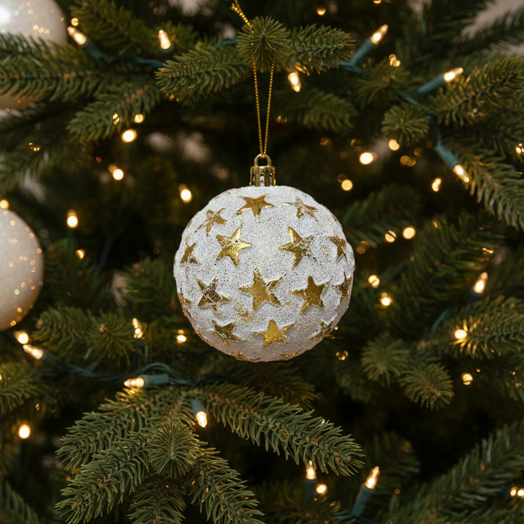 Gold Star Frosted Christmas Bauble