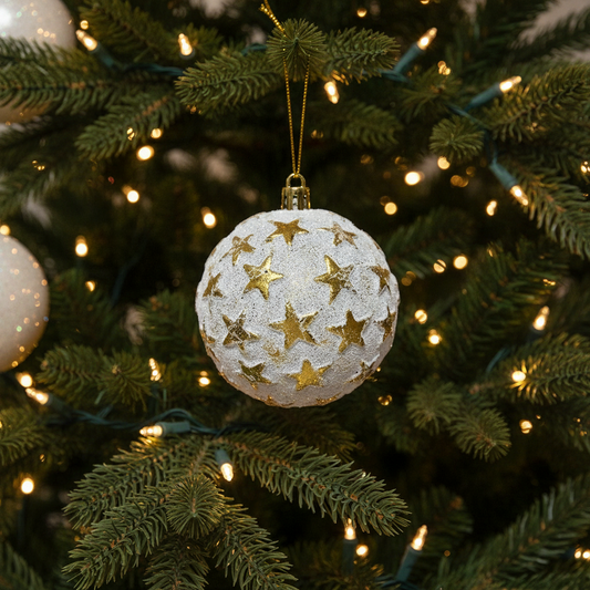 Gold Star Frosted Christmas Bauble