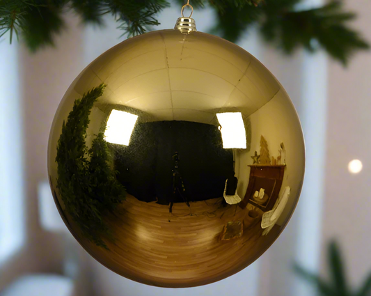Large Gold Shiny Christmas Bauble 20cm