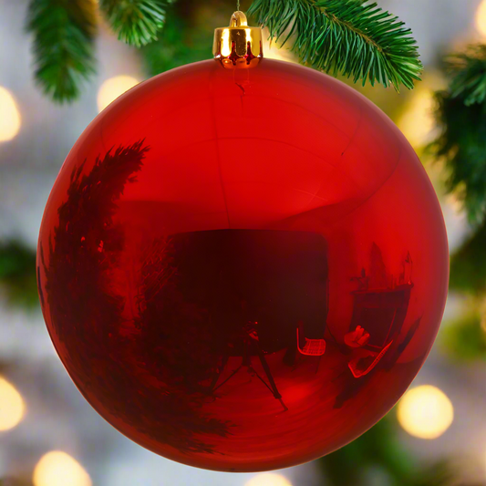 Large Red Shiny Christmas Bauble 20cm
