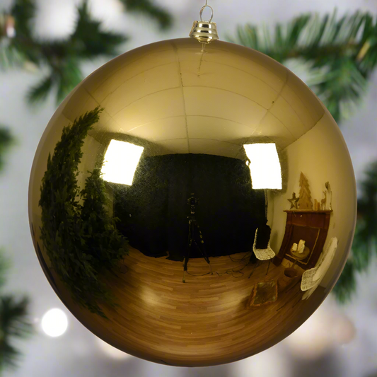 Large Gold Shiny Christmas Bauble 25cm