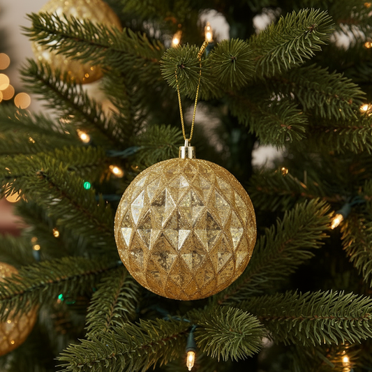 Antique Gold Large Christmas Bauble 10cm