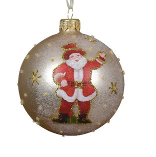 Santa Pearl Glass Christmas Bauble