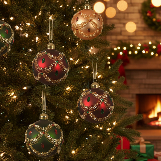 Ornate Glass Christmas Baubles Assorted