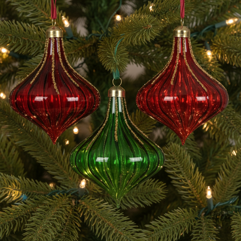 Teardrop Coloured Glass Christmas Bauble Assorted