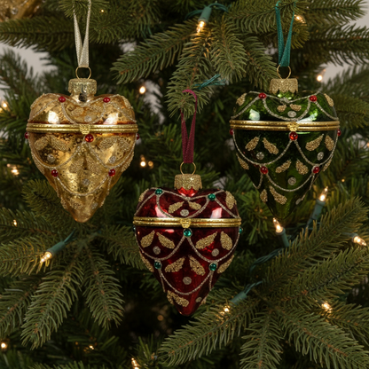 Heart Shape Decorative Glass Hanging Christmas Decoration