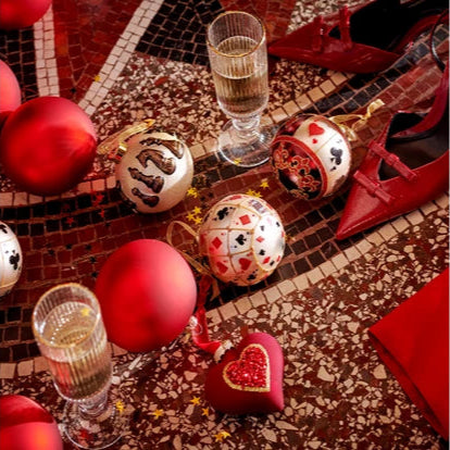 Playing Card Design Glass Christmas Bauble - Assorted