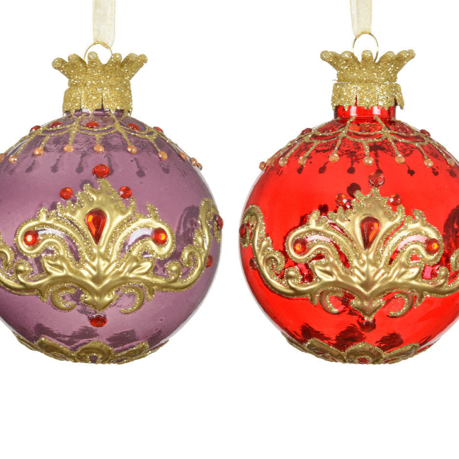 Crown Design Christmas Glass Bauble