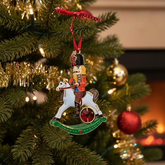 Gem Nutcracker on Horse Christmas Decoration