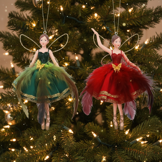 Feather Skirt Christmas Fairy Decoration