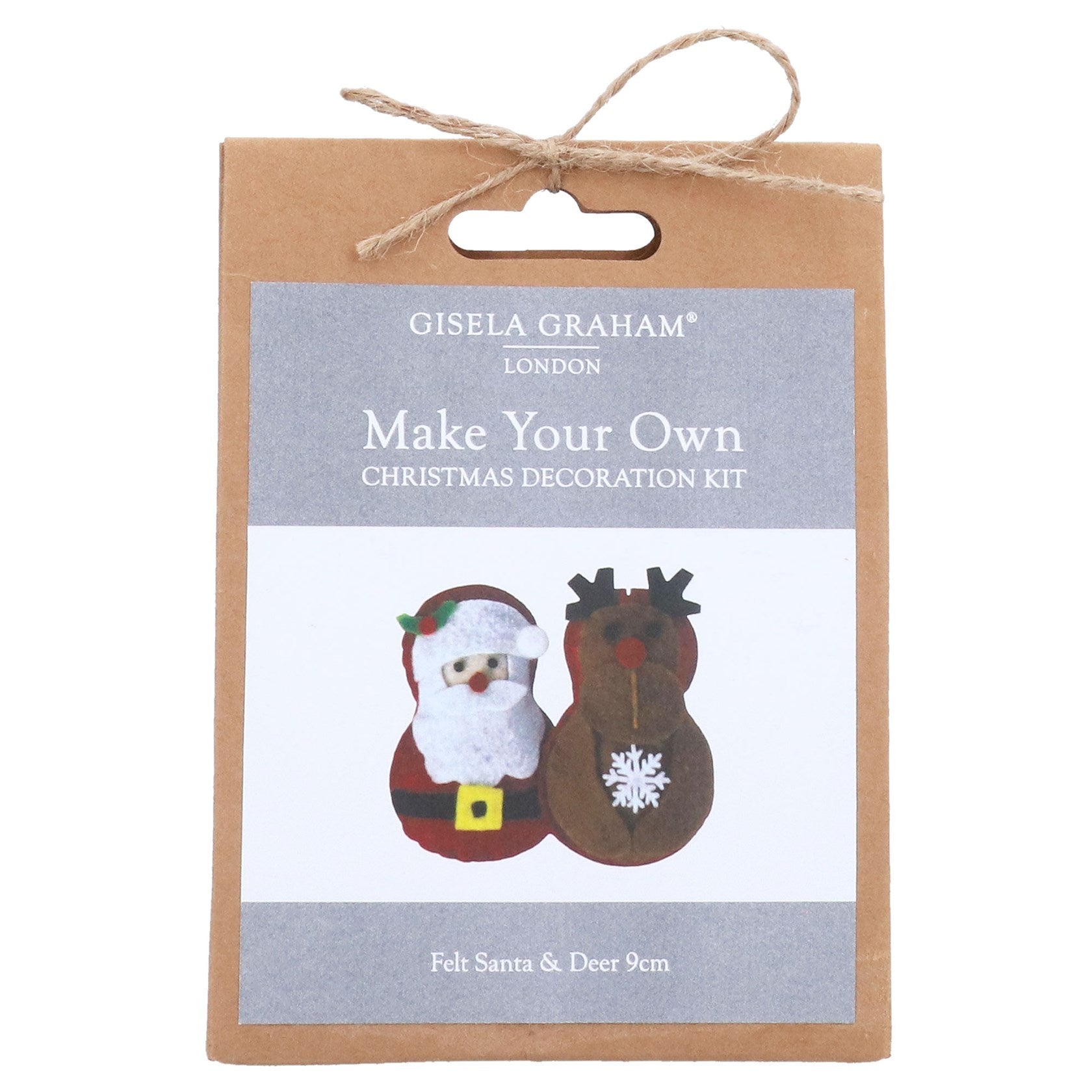 Giseela Graham Christmas decoration kit packaging with Santa and reindeer design.