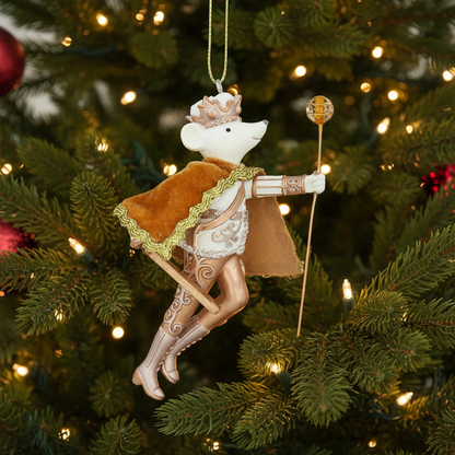 Cream and Gold Soldier Mouse Hanging Christmas Decoration
