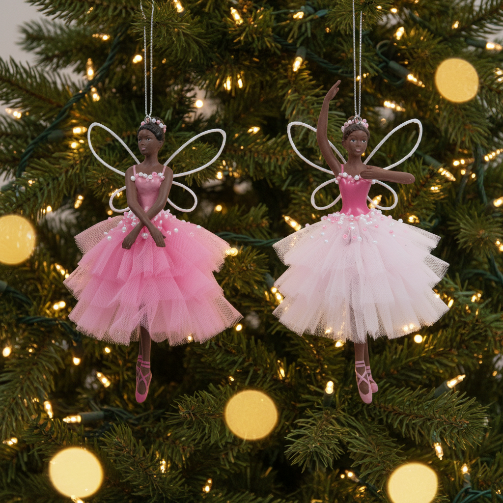 Pink Dress Ballerina Fairy Hanging Christmas Decoration