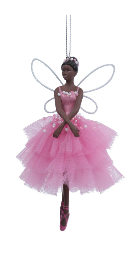 Pink Dress Ballerina Fairy Hanging Christmas Decoration