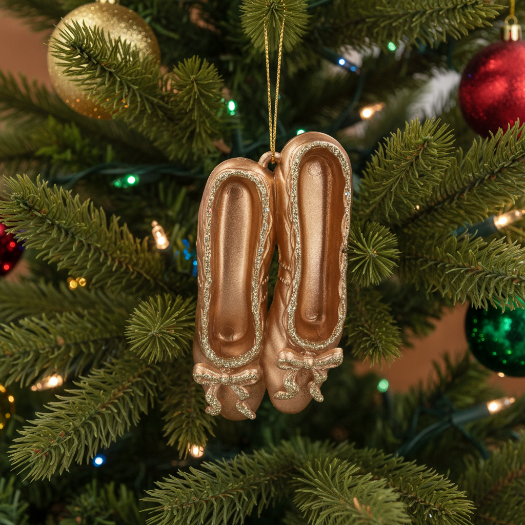 Gold Ballet Shoes Christmas Hanging Decoration