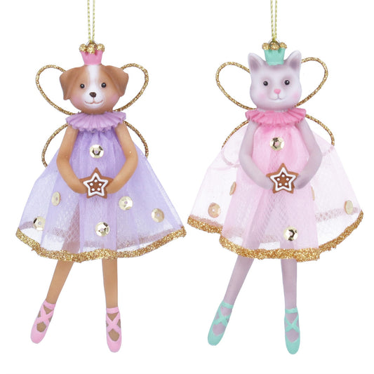 Cat and Dog Ballerina Fairy Christmas Hanging Decoration