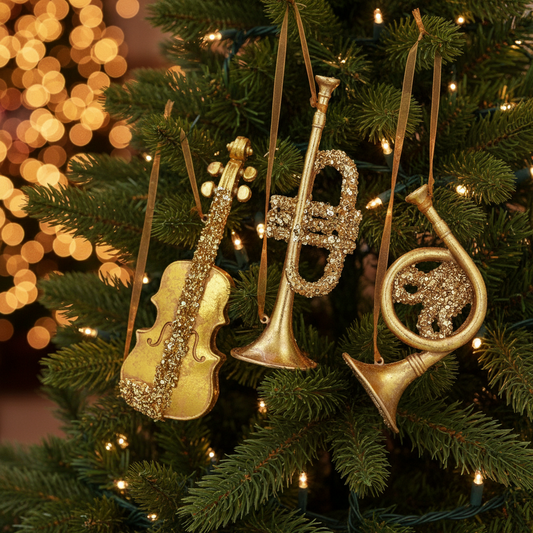 Large Gold Instruments Christmas Hanging Decoration