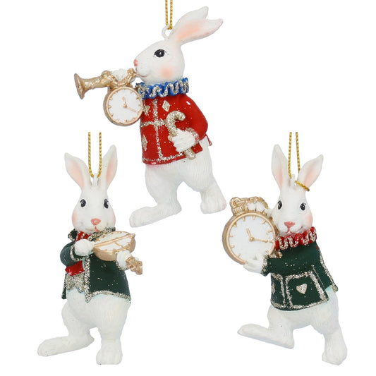 White Rabbit with Clock Instrument Hanging Decoration