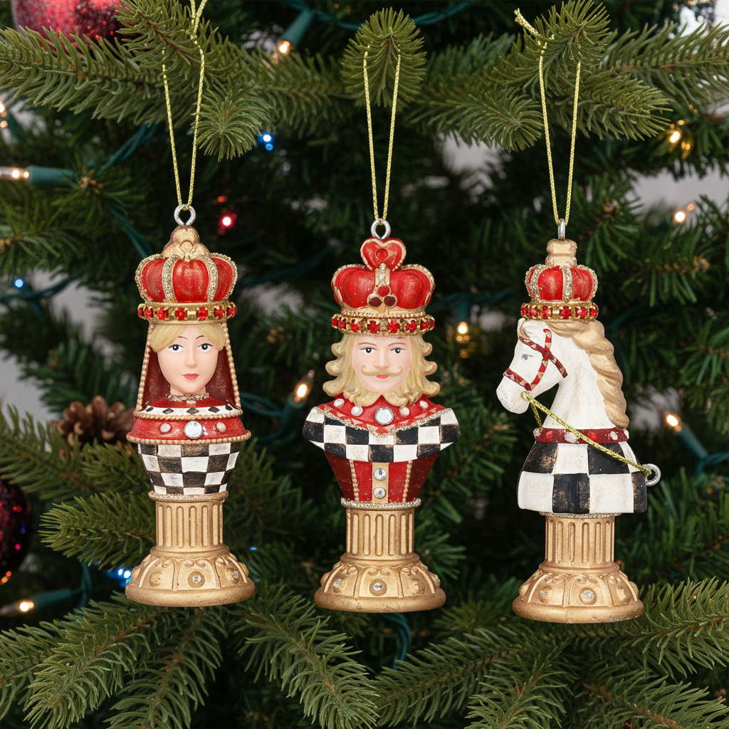 Checker Chess Pieces Christmas Hanging Decoration