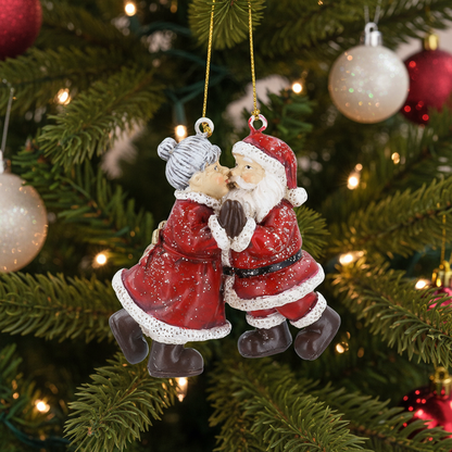 Mr & Mrs Claus Kiss Hanging Christmas Decoration