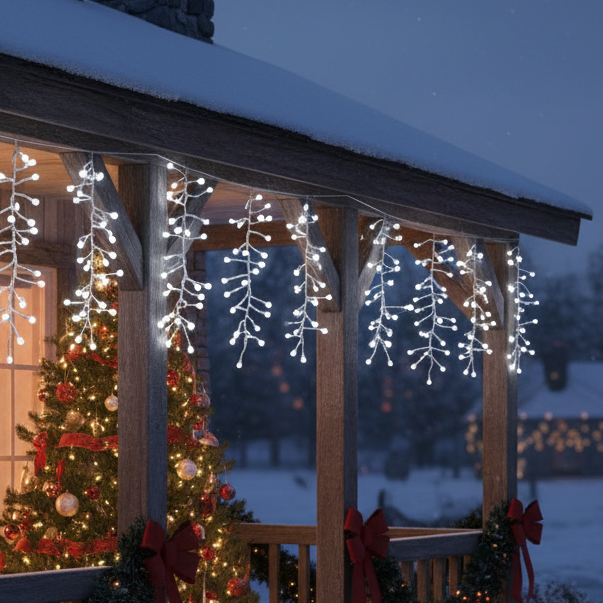 Luca Lighting 390 White LED Icicle Christmas Berry Lights