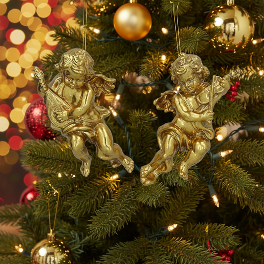 Gold Cherub Hanging Christmas Decoration Assorted