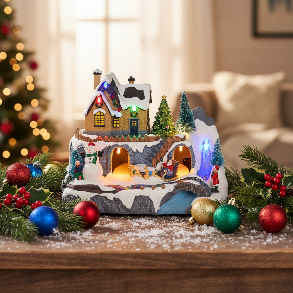 Luville Christmas Village Mountain Scene Animated Decoration