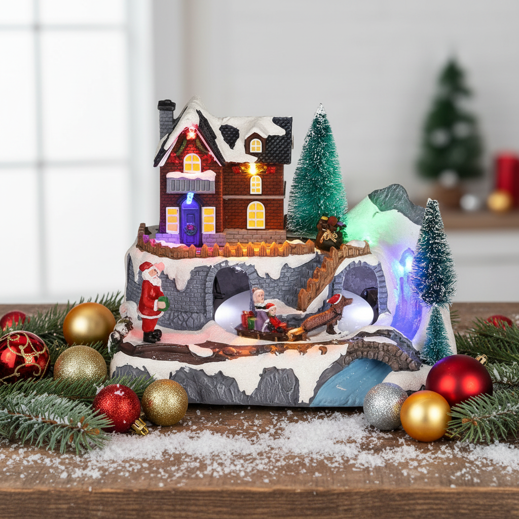 Luville Christmas Village Mountain Scene Animated Decoration