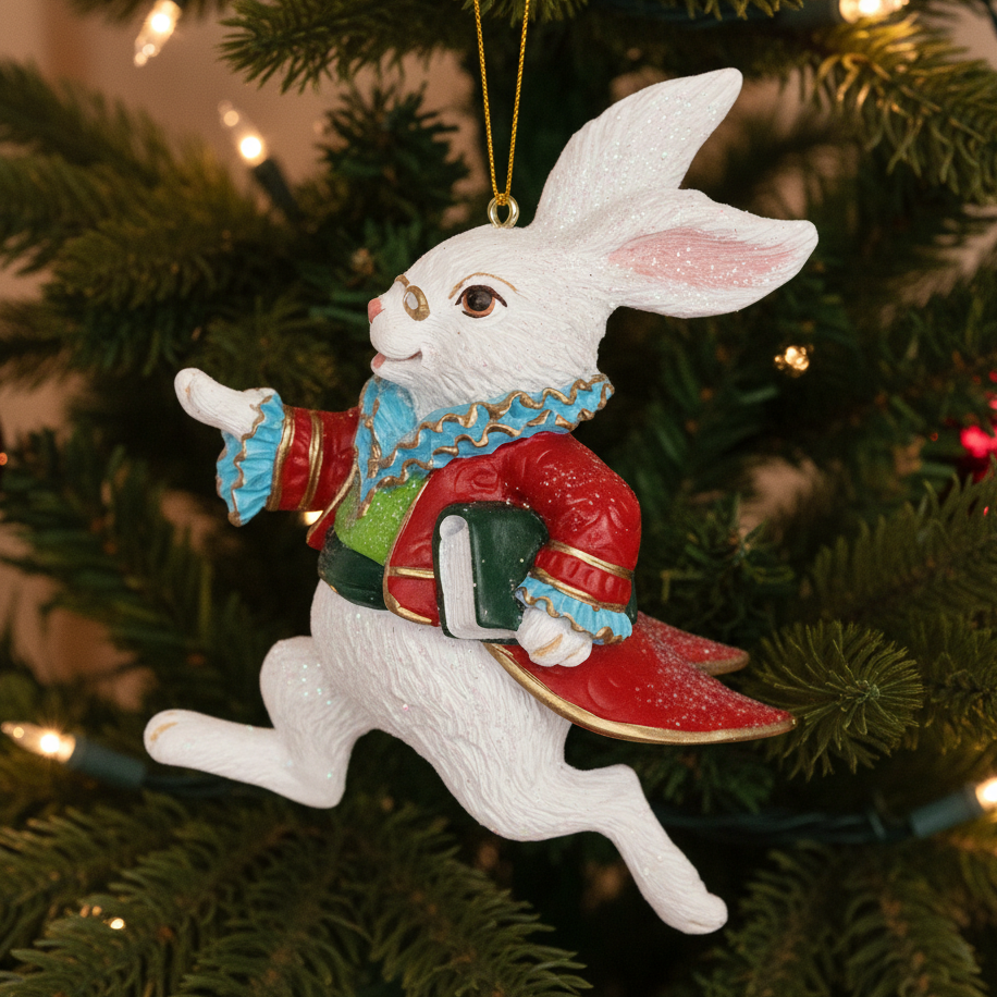 White Rabbit Hanging Christmas Tree Decoration