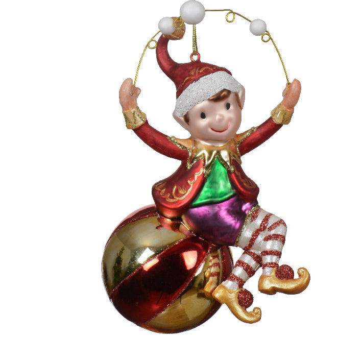 Elf Glass Hanging Christmas Decoration