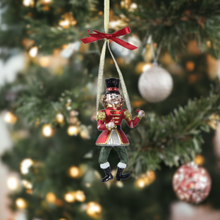 Load image into Gallery viewer, Glass Hanging Nutcracker Decoration
