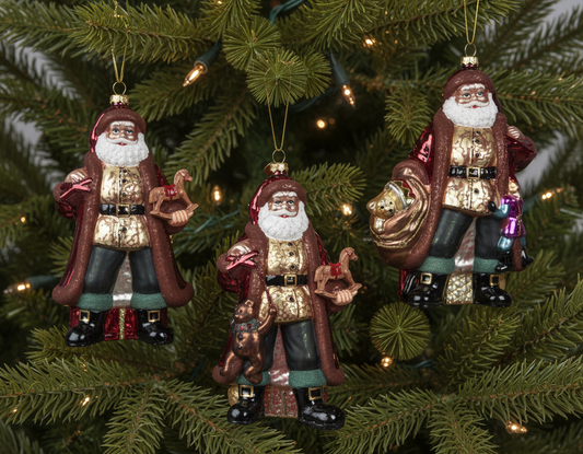 Vintage Style Santa Glass Hanging Decoration