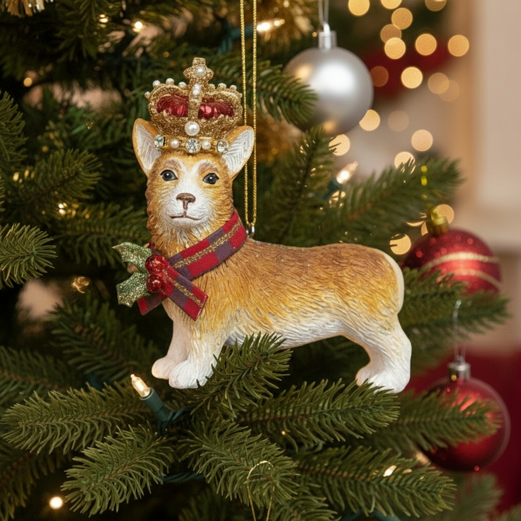 Corgi with Crown Christmas Hanging Decoration