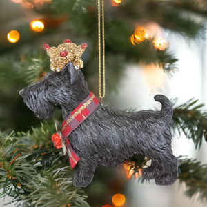 Gisella Graham Resin Scottie with Gold Crown Hanging Decoration